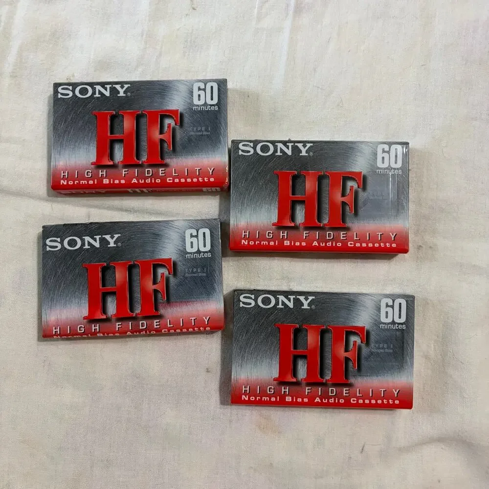 Vtg NOS Sony HF 60 Minute Blank Audio Cassette Tape C-60HFC 4 pack